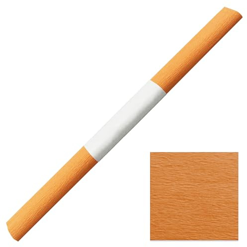 Krepppapier wasserfest & farbfest 50x250cm – dehnbar – Bastelkrepp für Blumen, Schultüten, Dekoration & Basteln – reißfestes Bastelpapier – Farbwahl (orange)