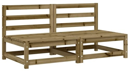 vidaXL Gartensofa 2 STK., Modular Sofa ohne Armlehnen, Gartensessel mit Lattenrost, Relaxsessel Lounge Sessel Gartenmöbel, Kiefernholz