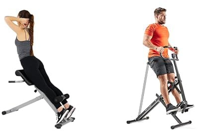 Sunny Health & FitnessUpright Row-N-Ride, Versatile Full-Body Workout Squat Assist Trainer + 45 Degree Hyperextension Roman Chair, Steel, Grey, One Size SF-BH6629