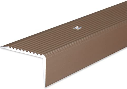 PROVISTON Perfil de borde para escaleras, 20 x 40 x 2000 mm, ángulo combinado, aluminio anodizado, bronce claro perforado