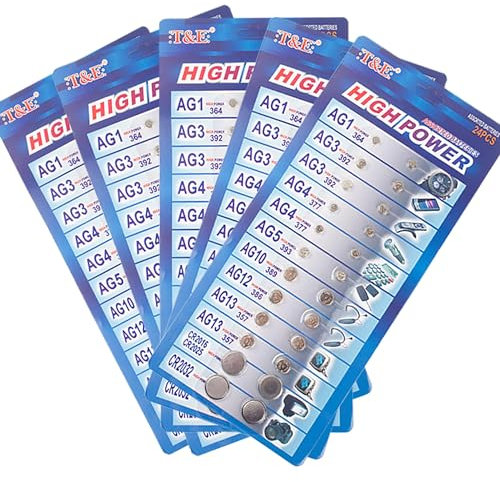 Alkaline & Lithium Button Cells High Capacity Coin Cell Multipack 120-Pack CR2032 CR2016 CR2025/LR44 LR66 LR1130 LR41 LR43 LR621 LR754 LR1120 for Watches Calculators Key Fobs Toys