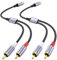 MOSWAG RCA Splitter 1 Femmina a 2 Maschi 2 Pack, RCA Y Splitter Cavo Audio Audio Splitter Adattatore per Amplificatori, Console di Gioco, Lettore CD, Subwoofer, Home Theater, HDTV