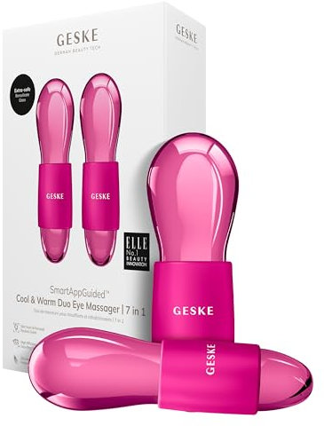 GESKE Cool & Warm Duo Eye Massager | 7 in 1 | Double masseur pour gagner du temps | Pour les yeux et le visage | Refroidissement et réchauffement sans batterie | Raffermit, détend et dégonfle la peau
