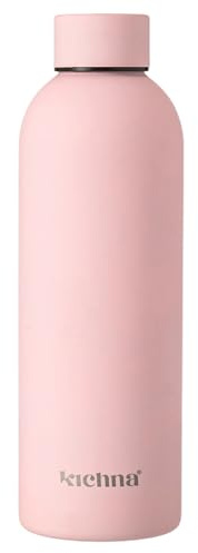 Kichna Stainless Steel BPA Free Soft Touch Water Bottle Leakproof, No Sweating, Reusable Kids & Adults Unisex - Pink - 800ml