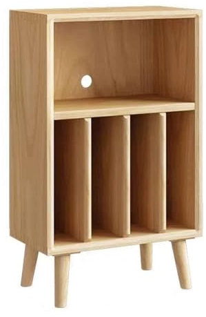 YHWKGZ Audio Rack Hi Fi Regal, Hi Fi Rack for Schallplatten, Mit hohen Schrankbeinen und Kabelmanagement, Vintage-Phonoschrank aus Massivholz bodenstehender(Wood Color)