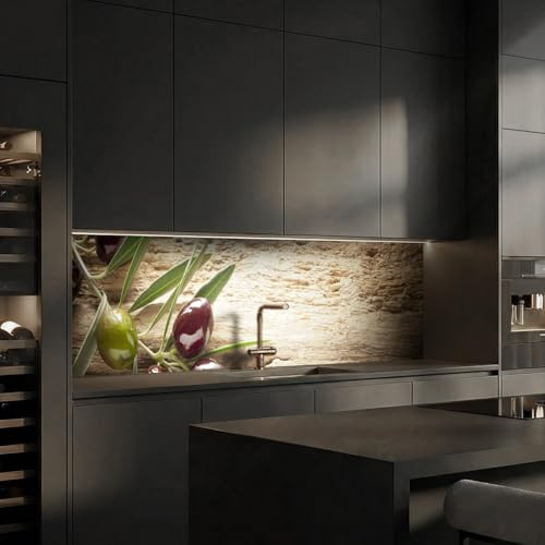 Dedeco Küchenrückwand Motiv: Obst & Gemüse V5, 3mm Aluminium Alu-Platten als Spritzschutz Fliesenspiegel zum Aufkleben Wandschutz wasserfest, UV-Lack matt, alle Untergründe, 220 x 60 cm
