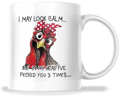 Stoneware Coffee Mug I May Look Calm But in My Head I've Pecked You 3 Times Drinking Cup Funny Ceramic Mug Modern Jumbo Mug for Restaurant Beer 330Ml