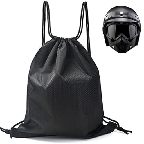 fufupaw Helmtasche, Skihelm Beutel, Helmtasche Motorradhelm, Motorradhelmtasche Mit Kordelzug, 45x50cm Wasserdicht, Für Motorradhelm, Fahrradhelme, Skihelme, Basketball, Outdoor (Schwarz)
