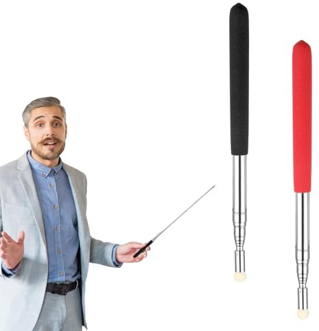 LINTRA Bastón Señalador de Mano, 2 Piezas Acero Inoxidable Punteros Telescópicos para Maestros, Portátil Telescópicas Puntero, Extensible 122cm, para Escuelas, Oficinas, Salas de Presentaciones