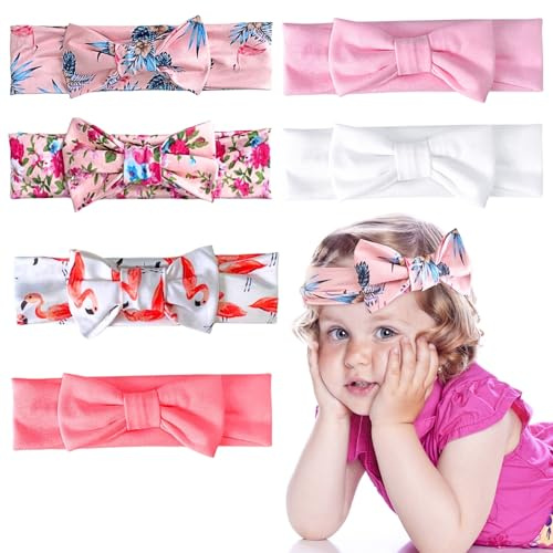 LUFFLOK 6 Pièces Bandeau Cheveux Bébé Fille, Bandeaux Cheveux Arc Elastiques Cheveux, Imprimé Doux Bandeaux Accessoires pour Bébé Filles Nouveau-né Infantile Bambins Enfants