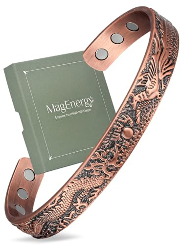 MagEnergy Kupfer für Herren, 99,99 % reines Kupfer, 3500 Guass, magnetisch, 19,1 cm, Vintage-Drache, Segen und Frieden, Neujahrsgeschenk, Vatertagsgeschenk
