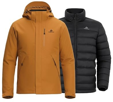 Pioneer Camp jacke herren wintermantel fleecejacke skijacke snowboardjacke arbeitsjacke herren,Wandern Bergsteigen Skifahren,Reißverschluss unter dem Arm, mit einer Hand bedienbar(Orange;L)