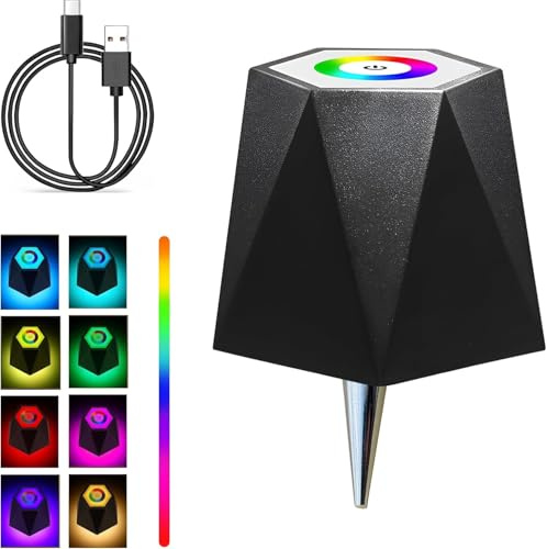 Abat-jour étanche – Lampe de bouteille sans fil à contrôle tactile avec modes RVB à intensité variable blanc chaud – Lampe de table rechargeable pour bar, restaurant, intérieur et extérieur