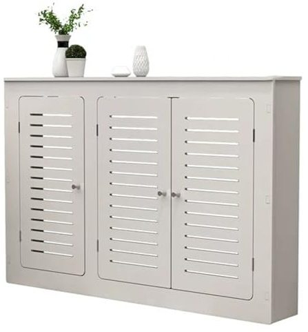 Eleganti coperture per termosifoni - Copertura per radiatore in legno e plastica, con 3 porte e maniglie, design scavato per una dissipazione del calore efficiente Perfetto per casa, soggiorno, camera
