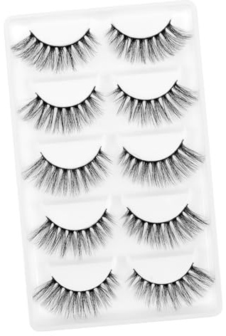 iplusmile 5paio Ciglia Finte in Fibra Lunghe e Folte Nere Per Donne e Ragazze Facili Da Usare e Leggere Per Trucco Affascinante