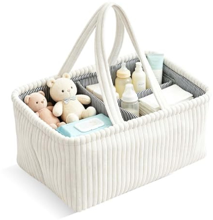 Rylae Borsa Porta Pannolini Organizer, Organizer Per Pannolini Per Bambini con Scomparti Rimovibili, Portatile Organizers Fasciatoio per Neonati, Baby Diaper Caddy per Salviette Umidificate, Articoli