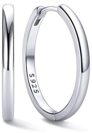 ChicSilver Creolen Silber 925 Damen dünn Ohrringe Klein Huggie Hoop Earring | Kreolen Silber Gold Schwarz Rosegold 6mm bis 20mm Hypoallergen Leicht Klassisch Elegant Ohrringe Geschenke für Frauen Herren