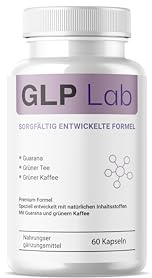 GLP Lab PREMIUM – Complément alimentaire d’origine végétale avec Thé Vert, Café Vert & Guarana – Avec Caféine – 60 Gélules – Végétarien & Sans Gélatine