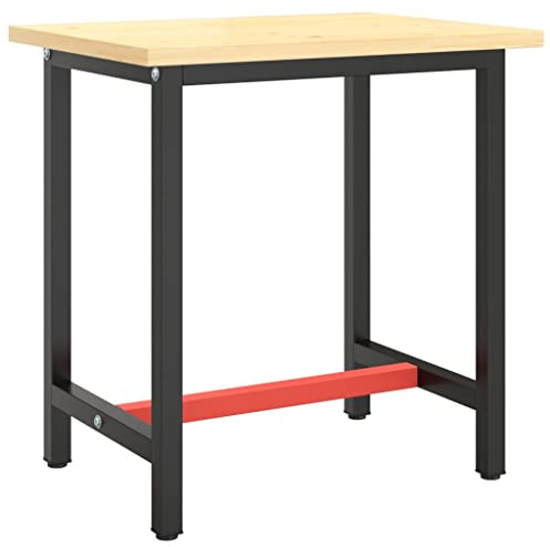 Generico Telaio per Banco da Lavoro Nero Rosso Opaco 70x50x79 cm Metallo,Accessori per tavoli,Gambe per tavoli-151449