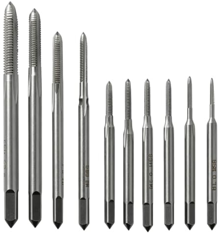 ikBrtaiay 10 Pièces Mini Tarauds Métriques HSS, Taraud Kit Taraudage Tarauds Machine M1-M3.5 Outil de Filetage Taraudant le Taraudage pour Taraudage pour Bois, Plastique et Métal