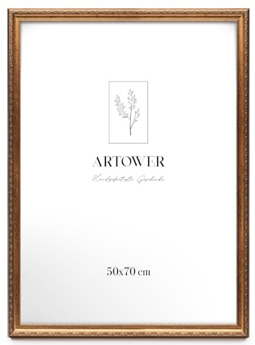 Artower Barock Bilderrahmen Gold 50x70 cm Große Vintage Antik Fotorahmen mit Acrylglas – Kunststoff Rahmen für Foto, Poster, Kinderzeichnungen, Fotowand, Collage Wand Deko