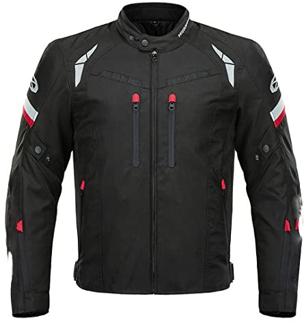 Hcclijo Herren Wasserdichter Vier Jahreszeiten Verschleißfester Motorradmantel Reflektierender Sommer Atmungsaktiv Winteranzug Schwarz SWJK-01 L