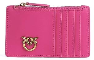 Pinko Airone CARDHOLDER Vitello Seta, Accessori Portacarte da Viaggio Donna, N17Q_Pink Antique Gold, U