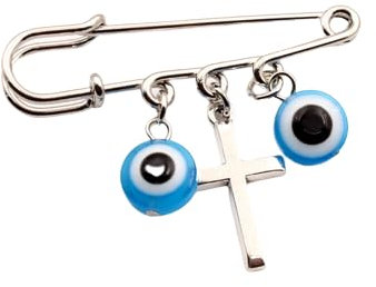 Set von 5 Stück blau türkische Silber Kreuz Regal Sicherheitsnadel Evil Eye Brosche Anhänger Brosche Pin für Frauen Männer Kleidung Schmuck Zubehör