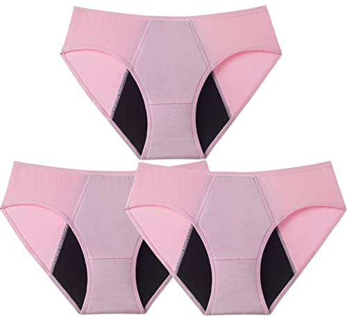 Periodenschutz-Unterwäsche für Damen, sinnlicher Bikini, super saugfähig, auslaufsicher, Menstruationshöschen, Schlüpfer für Perioden, Inkontinenz, jeden Tag, M, Schwarz (Rosa L)
