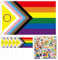 Bandera Lgtb, Bandera Del Orgullo Gay, Bandera Lgtbi Grande, Bandera Arcoiris + 50 Pegatinas de Orgullo, Bandera Gay Pride 150 * 90cm, para Desfile,Festival,Fiesta,Carnaval,LGBT,Interior,Exterior