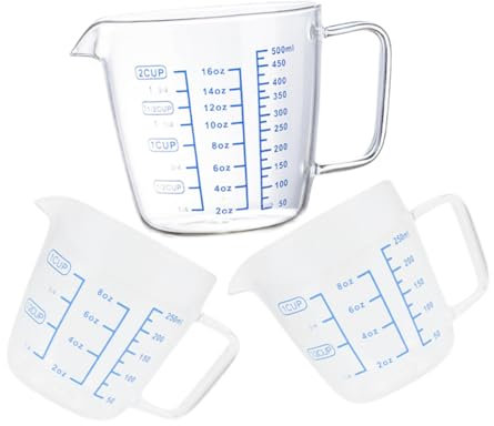 Anneome 3 Uds Taza Medidora De Vidrio Jarra De Jarra De Crema De Vidrio Tazas Medidoras De Espresso Taza De Taza Medidora Taza Medidora De De Vidrio Jarra De Leche De