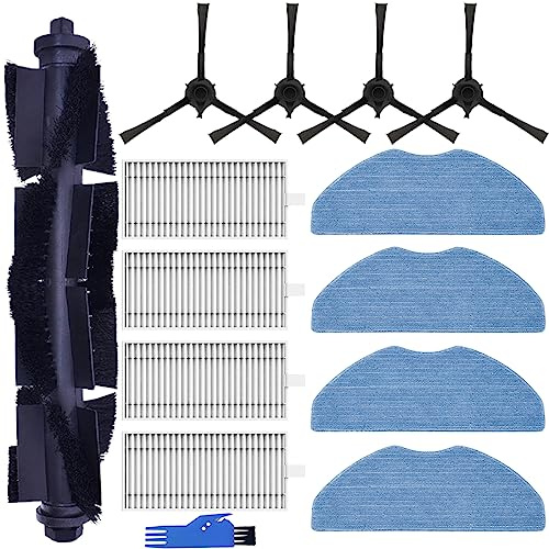 EATBALE Replacement Parts for 360 S8/S8 Plus Robot Vacuum Cleaner, Accessory kit with 4 Side Brushes, 1 Main Brush, 4 Air Filters, 4 Washable Mop Pads and 1 Cleaning Brush (13Pcs)
