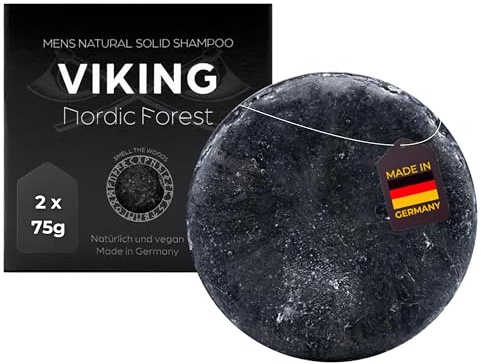 MEDUNA fast hårschampo Viking Nordic Forest – tallträdsdoft – hårtvål med ekologisk kokosolja & sheasmör – naturkosmetik hårvård – silikonfritt schampo – vårdschampo för alla hårtyper (150 g)
