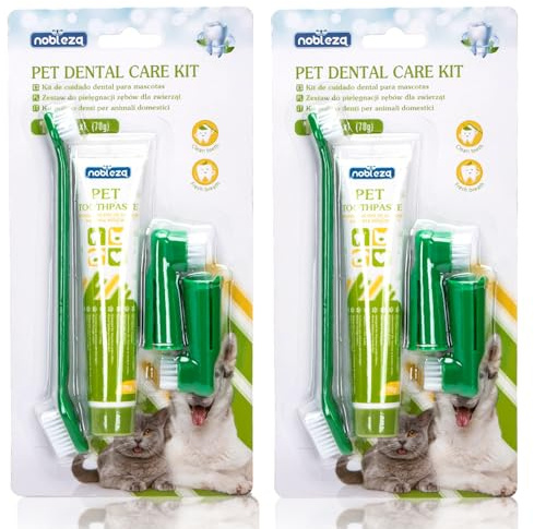 Nobleza - 2 Piezas Set Higiene Dental para Perros, Dientes Perro para la Limpieza y el Cuidado Dental de Los Perros, Previene la Placa y Sarro