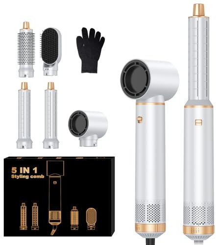 Hairstyler Airstyler Multi-Haarstyler 5 in 1,Haarfön Ionic Air Curler, 3 Temperatur und Windgeschwindigkeit, Haartrockner Stylingbürsten,für schnelles Trocknen Styling Curling Glätten Haar