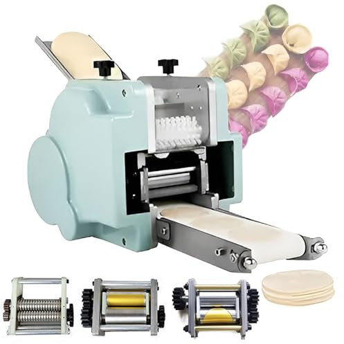 Macchina automatica per involucro di ravioli commerciale 140 W macchina elettrica con tondo 8 cm + quadrato 7 cm + noodles 3 mm, pressa per involucro di ravioli 50-60 pezzi/minuto,220V