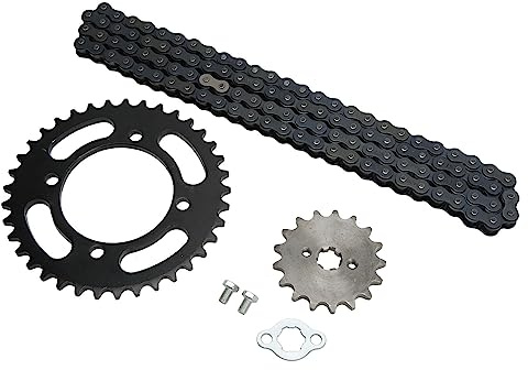 Zerodis Kit de piñón de cadena universal 420, 155 mm, juego de piñones 37T 17T para 50 mini bicicletas, ATV, aleación de acero tratado térmicamente [reemplazo ideal]