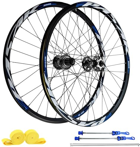 AuroraXQ 26/27,5/29 MTB Laufradsatz, Scheibenbremse, 32H-Aluminiumfelgen und HG-Naben, Vorderrad 100x9mm / 135x10mm Hintere Räder Kompatibel Mit 7-12 Geschwindigkeit Und 1,25~2,25 Reifen(Schwarz,2