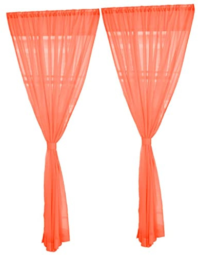 OUOULAJY 2 paneles de cortina de cocina transparente para puerta o ventana, color naranja, 200 x 270 cm, 100 x 270 cm, 2 unidades