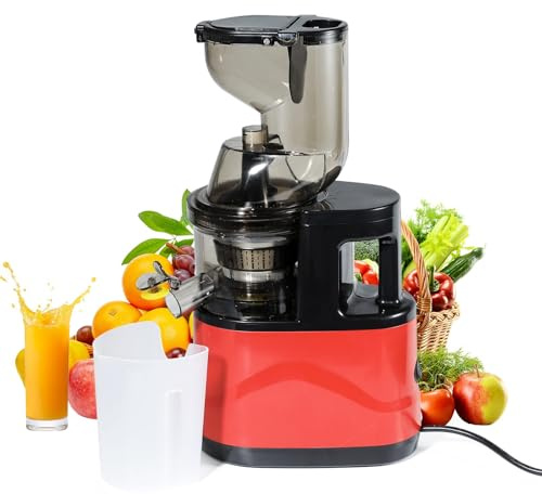 Presse Agrume Electrique,500W Extracteur de Jus de Fruits et Légumes,12 000 tr/min,Machine à Jus Crue Grand Calibre Entièrement Automatique pour Fruits et Légumes,Slow Jucier,Silencieux 60dB (Rouge)