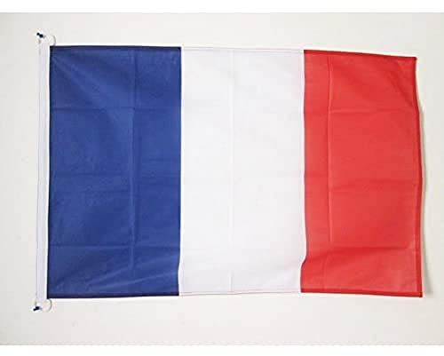 AZ FLAG - Drapeau France Spécial Extérieur - 90x60 cm - Pavillon Nautique Français En Maille Bloquée Avec Anneaux Plastiques Intégrés - 80g