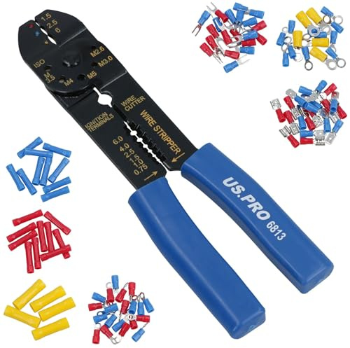 Crimper Plier Wire Cutter Stripper and Electrical Terminal Connector 101pc TE758
