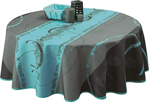 Tischdecke Fleckabweisende Astrid Türkis - Rund 160 cm