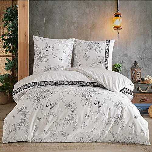 Buymax Bettwäsche 155x220 cm – Bettwäsche Set 2-teilig 155 x 220 cm, Renforcé 100% Baumwolle, Bettbezug mit 1 Kissenbezug 80x80 cm, Oeko-TEX, Reißverschluss, weich und atmungsaktiv