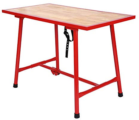 Wiltec Werkbank 120 x 62,5 x 83 cm klappbar, Werktisch faltbar, klappbarer Arbeitstisch bis 300 kg belastbar, Werkstatteinrichtung aus Stahl und Holz