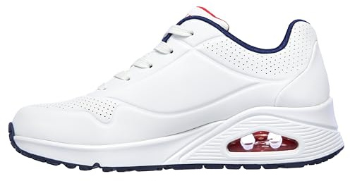 Skechers Damen UNO Stand ON AIR Sneakers, WNVR White Durabuck / navy & red trimm, 39 EU