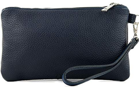 modamoda de T193 Damen Leder Clutch, Handgelenktasche Klein, 22 x 13 cm, Vielfarbig, Handmade in Italy