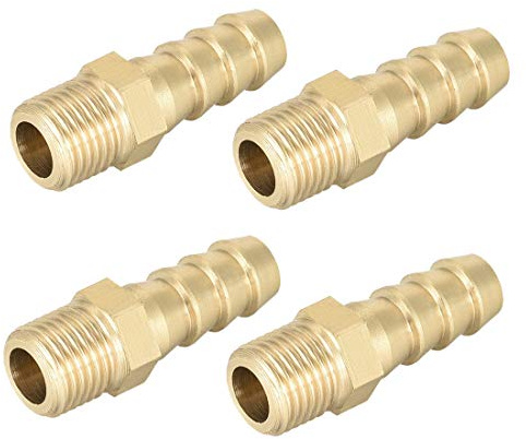 sourcing map Verbindungsstück aus Messing metrischer Stecker an Schlauch mit Widerhaken 8mm x M10x1 (4 Stück)