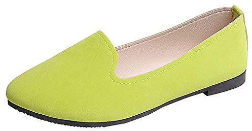 Schuhe Frauen Mädchen Solid Big Size Slip On Flat Shallow Comfort Casual Single (40,Hellgrün)