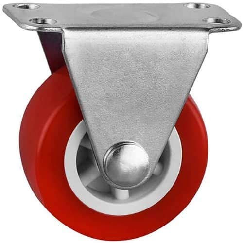 CABLEPELADO Rueda fija industrial de goma sin freno 37.5 mm Rojo